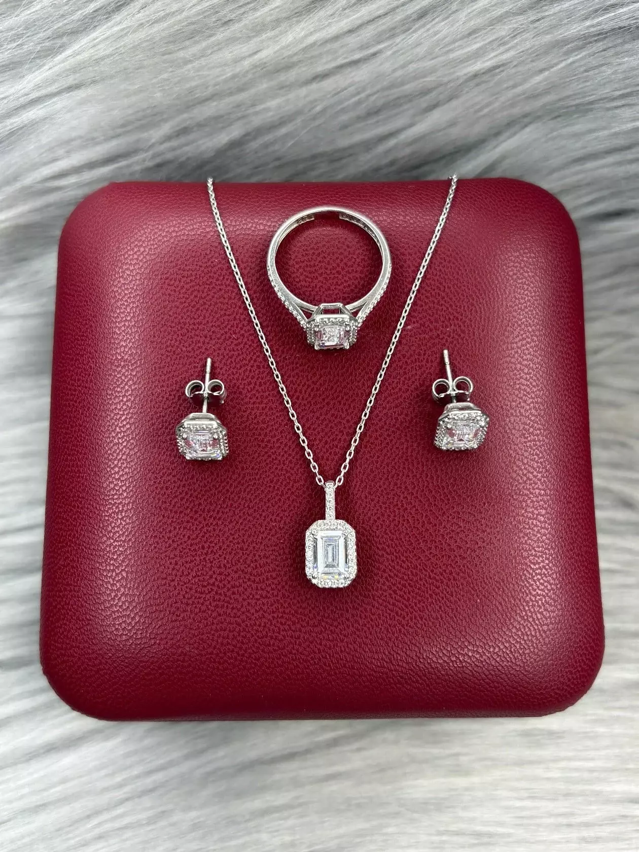 Gümüş dəst 925 əyar zirkon qaşlı, 7gr, GB_CD9575