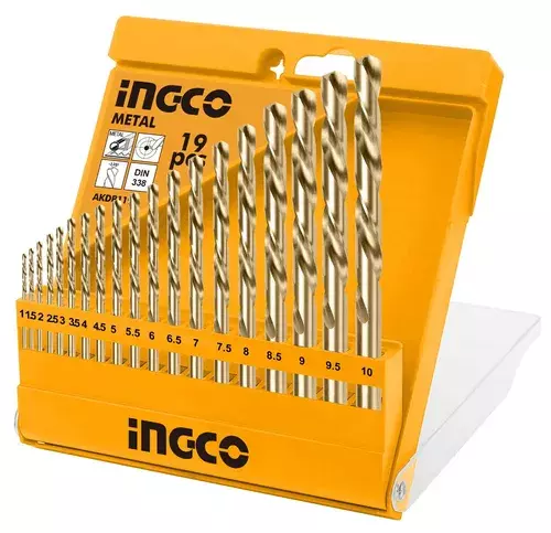 INGCO Dəmir sverlo dəsti, 1-10mm 19 parça,  AKDB1195