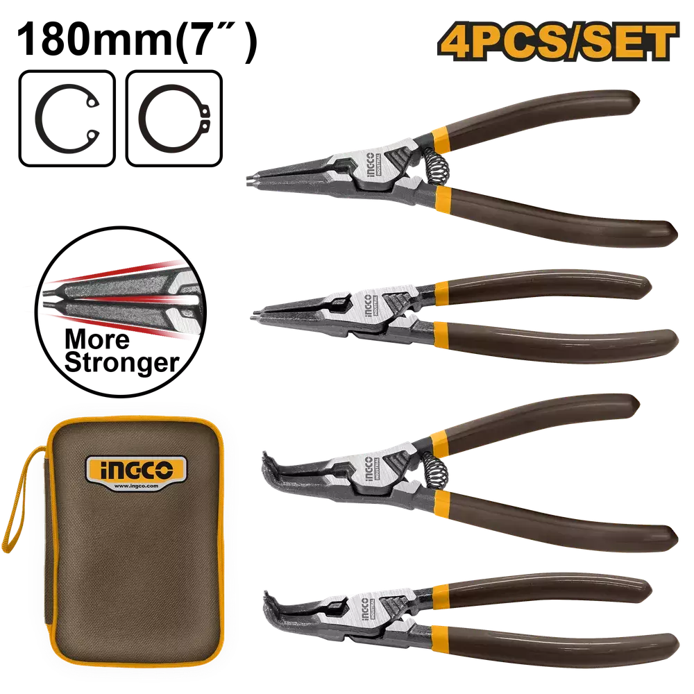INGCO Sirklip Kəlbətin Dəsti Industrial, 4 əd, 180mm (7"), HCCPS26180