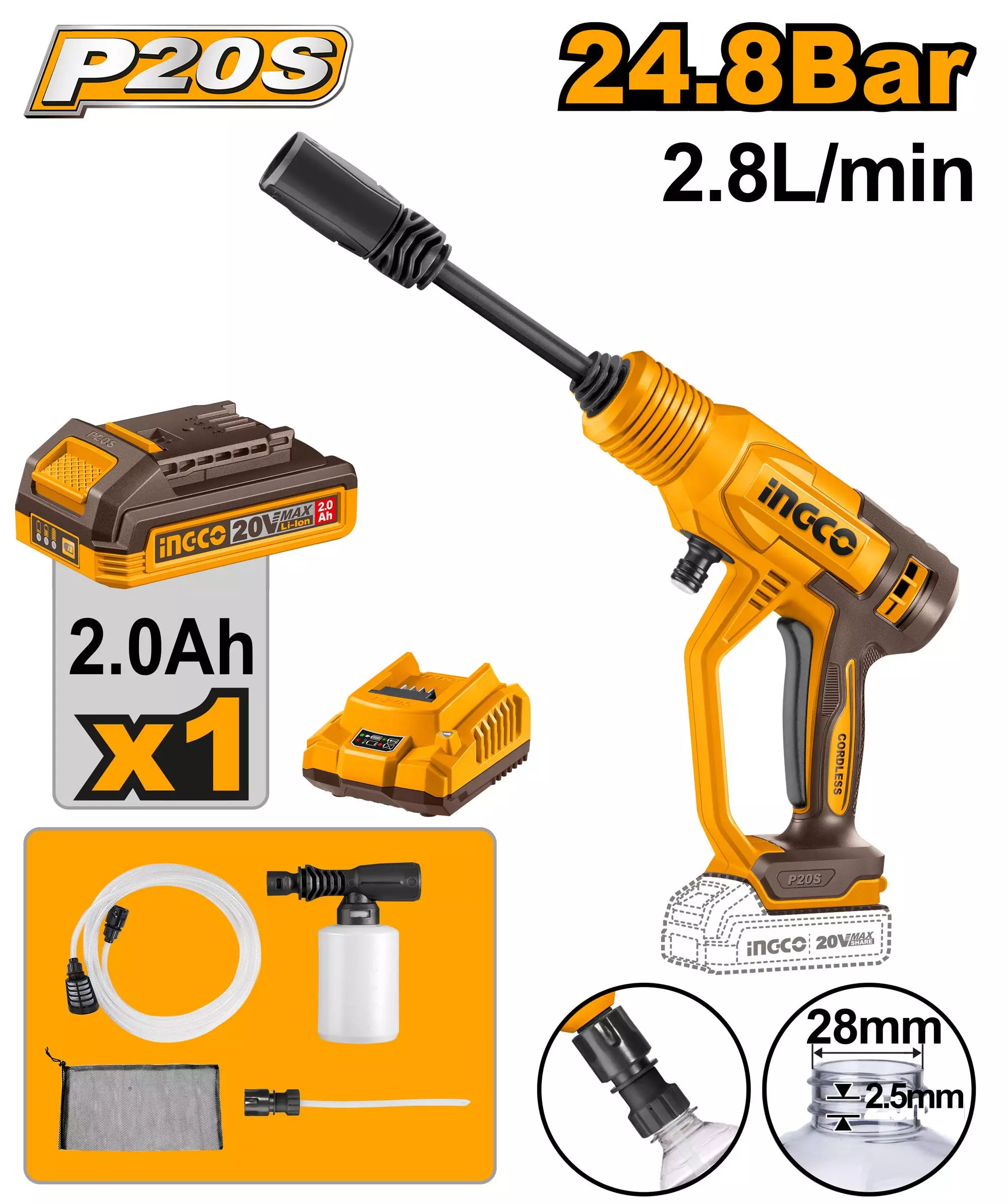 INGCO Akkumulyatorlu dərman vuran, CPWLI20362