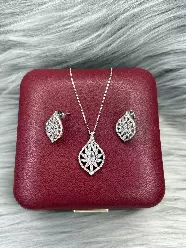 Gümüş dəst 925 əyar zirkon qaşlı, boyunbağı, 6.13gr, GB_CD9640