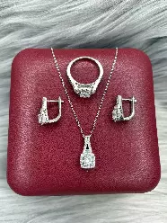 Gümüş dəst 925 əyar zirkon qaşlı, üzük, boyunbağı, 11.6gr, GB_CD9652_18