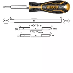 INGCO Vint açarı (Otvertka) dəsti, 6 uclu, AKISD0608