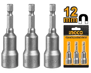 INGCO Maqnitli qayka ucluqları dəsti (impact üçün), 12 mm × 65 mm, 3 ədəd – AMN1231