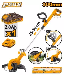 INGCO Akkumulyatorlu ot biçən (trimmer), Li-Ion 20V/1*2A, 300mm, CGTLI203285
