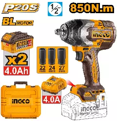 INGCO Akkumulyatorlu zərbəli qaykavərən, 20 V, 1/2″, 850 Nm (Brushless), CIWLI2085