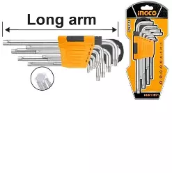 INGCO Torx Açar Dəsti Uzun Qollu S2, 9 əd, T10–T50, HHK13091