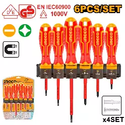 INGCO İzolyasiyalı Otvyortka Dəsti 1000V VDE Cr-V, 6 əd, HKISD0608